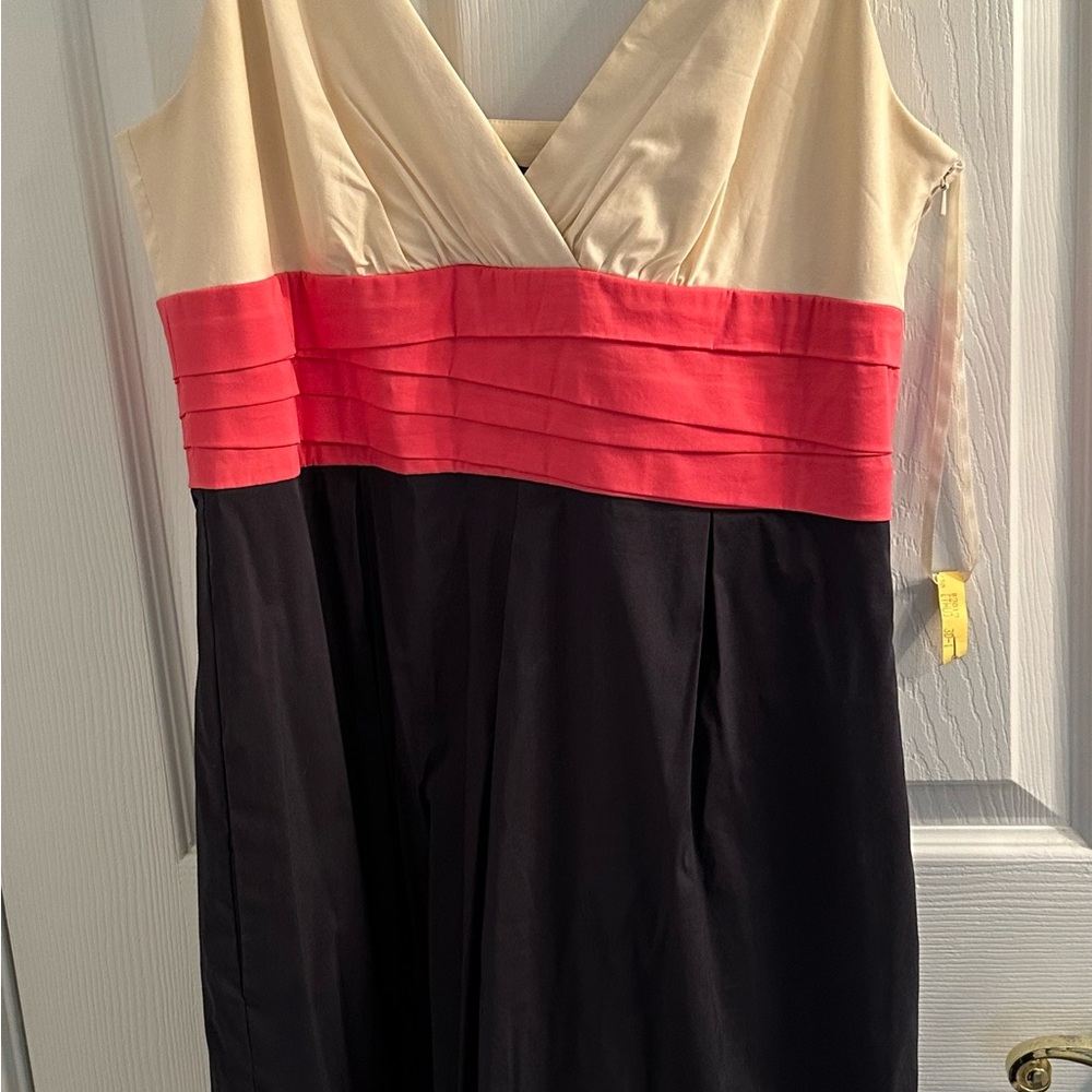Elegant Cream, Red, and Black Dress